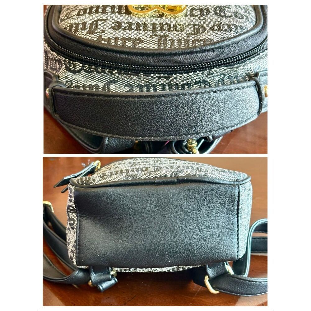 JUICY COUTURE Mini Backpack & Card Case/Grey & Black Faux Leather/Gothic Status - Picture 7 of 13